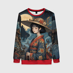 Свитшот женский Аниме таинственная шляпка, цвет: 3D-красный