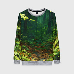 Свитшот женский Зелёный летний лес, цвет: 3D-меланж