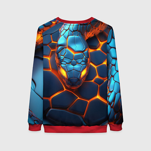 Женский свитшот Cyber neon snake / 3D-Красный – фото 2
