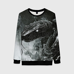 Женский свитшот Черная змея с белыми глазами