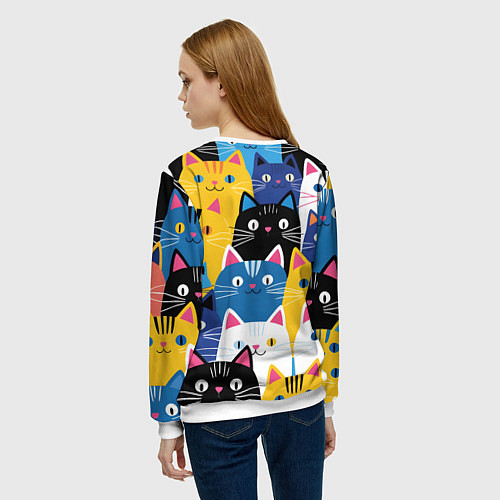 Женский свитшот Много цветных котиков / 3D-Белый – фото 4