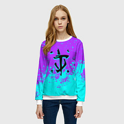 Свитшот женский Doom краски неон лого, цвет: 3D-белый — фото 2