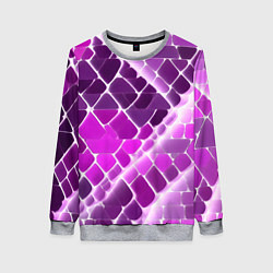 Свитшот женский Фиолетовые рельефные плитки и белое свечение, цвет: 3D-меланж