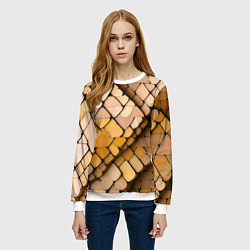 Свитшот женский Жёлтые рельефные плитки, цвет: 3D-белый — фото 2