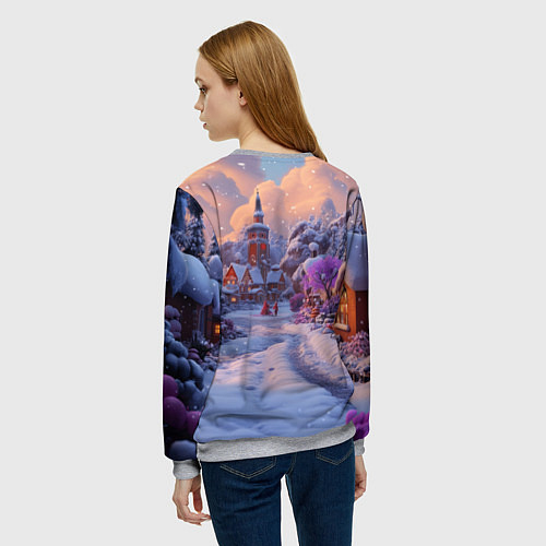 Женский свитшот Тропинка к новому году / 3D-Меланж – фото 4