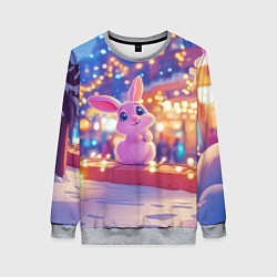 Свитшот женский Новогодняя зайка, цвет: 3D-меланж