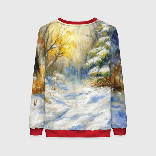 Женский свитшот Новогодняя маленькая лисичка / 3D-Красный – фото 2