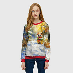 Свитшот женский Новогодняя маленькая лисичка, цвет: 3D-красный — фото 2