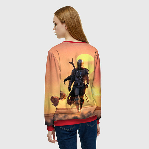 Женский свитшот Идущий мандалорец / 3D-Красный – фото 4
