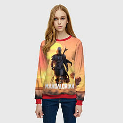 Свитшот женский Идущий мандалорец, цвет: 3D-красный — фото 2
