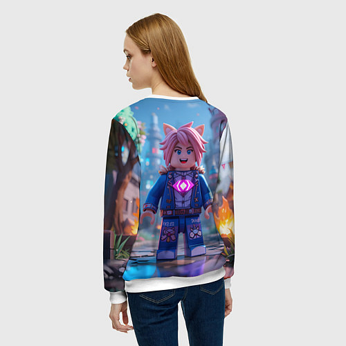 Женский свитшот Roblox pink hair / 3D-Белый – фото 4