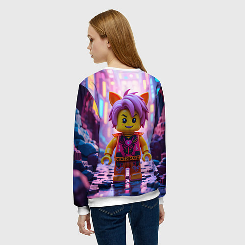 Женский свитшот Роблокс с фиолетовыми волосами / 3D-Белый – фото 4