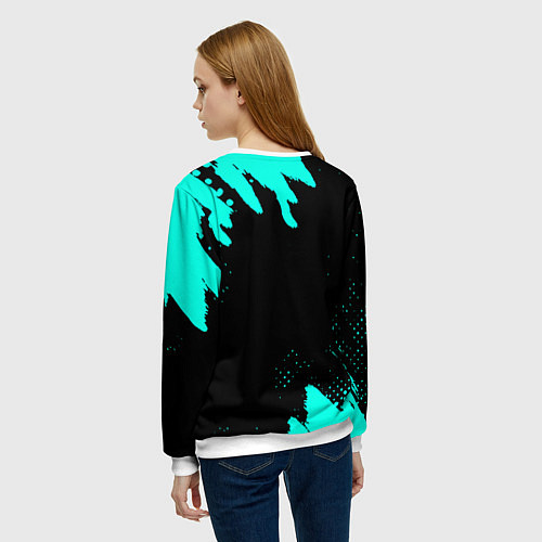 Женский свитшот Warframe краски голубые / 3D-Белый – фото 4