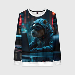 Свитшот женский Капибара айтишник, цвет: 3D-белый