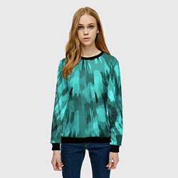 Свитшот женский Бирюзовый камуфляж, цвет: 3D-черный — фото 2