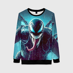 Свитшот женский Свирепый Веном - неоновое свечение, цвет: 3D-черный
