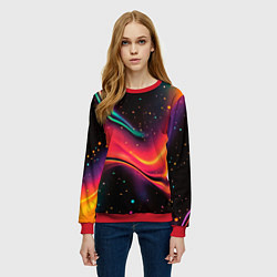 Свитшот женский Жидкая пленка в блестках - нейросеть, цвет: 3D-красный — фото 2