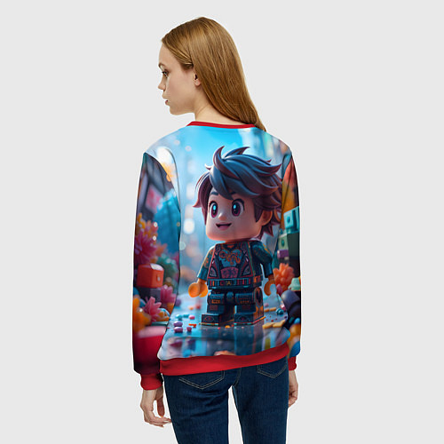 Женский свитшот Человечек из лего / 3D-Красный – фото 4