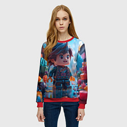 Свитшот женский Человечек из лего, цвет: 3D-красный — фото 2
