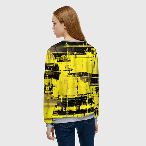Женский свитшот Чёрно-жёлтый техно-паттерн / 3D-Меланж – фото 4