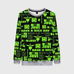 Свитшот женский Bon Jovi кислотный паттерн, цвет: 3D-меланж