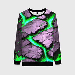 Свитшот женский Треснувший камень зелёный, цвет: 3D-черный