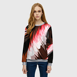 Свитшот женский Красно-белая абстракция на чёрном фоне, цвет: 3D-меланж — фото 2