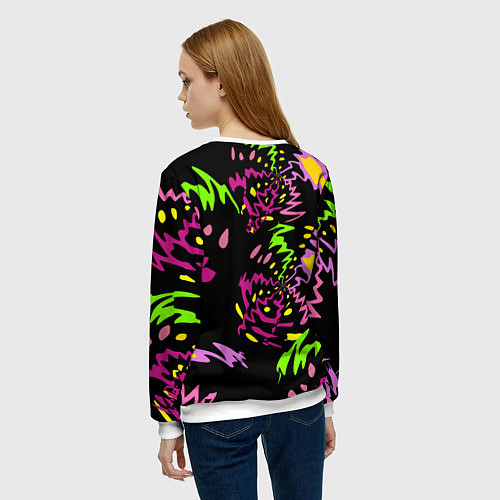 Женский свитшот Яркие абстрактные круги-зигзаги / 3D-Белый – фото 4