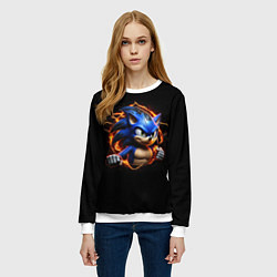 Свитшот женский Соник в пламени, цвет: 3D-белый — фото 2