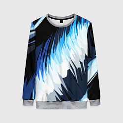 Свитшот женский Бело-синие острые полосы, цвет: 3D-меланж