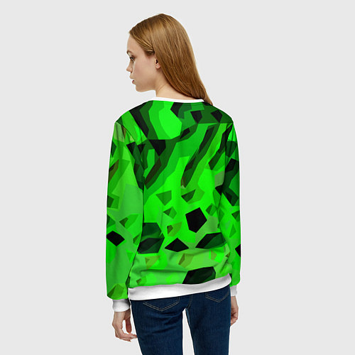 Женский свитшот Чёрно-зелёная пористая абстракция / 3D-Белый – фото 4