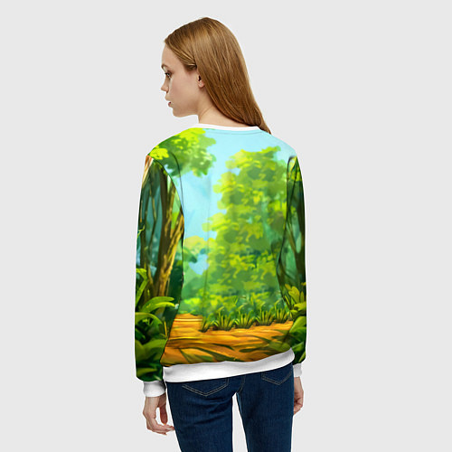 Женский свитшот Пандочка в лесу / 3D-Белый – фото 4