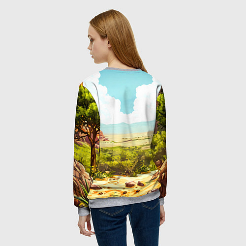 Женский свитшот Сурикат в саванне / 3D-Меланж – фото 4