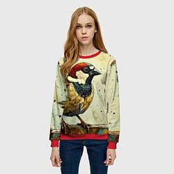 Свитшот женский Воробушек, цвет: 3D-красный — фото 2