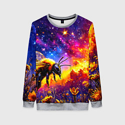 Свитшот женский Пчелка в космосе, цвет: 3D-меланж