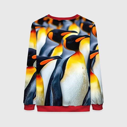 Женский свитшот Стая пингвинов / 3D-Красный – фото 2