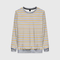Свитшот женский Бежевый с синей полосой, цвет: 3D-меланж