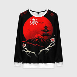 Свитшот женский Japan red black nature, цвет: 3D-белый