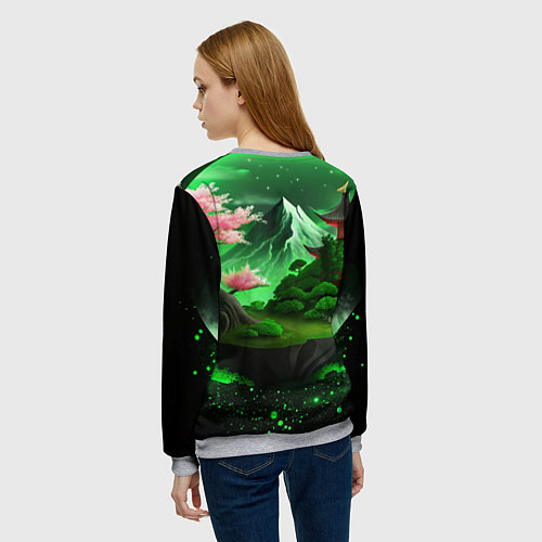 Женский свитшот Green nature Japan / 3D-Меланж – фото 4