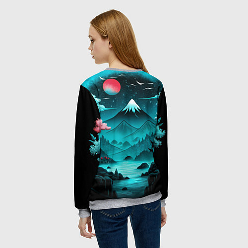 Женский свитшот Коллаж из природы Японии / 3D-Меланж – фото 4