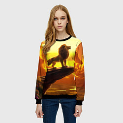 Свитшот женский Лев на закате на горе, цвет: 3D-черный — фото 2