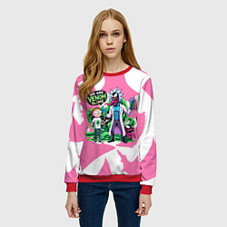 Свитшот женский Рик-Веном и Морти - ядовитая слизь, цвет: 3D-красный — фото 2