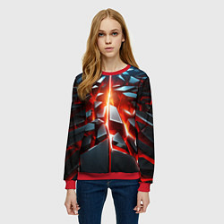 Свитшот женский Черные слитки над лавой, цвет: 3D-красный — фото 2