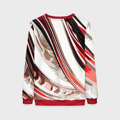 Женский свитшот Волнистая бело-красная абстракция / 3D-Красный – фото 2