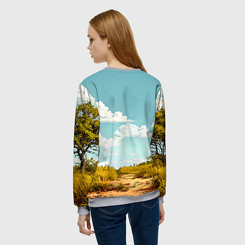 Женский свитшот Страус в природе / 3D-Меланж – фото 4