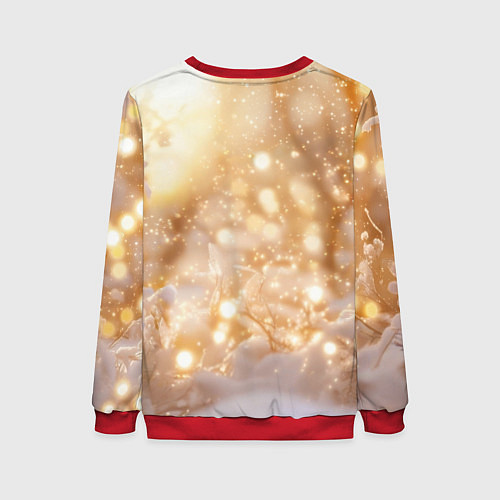 Женский свитшот Лисица и блестящий снег / 3D-Красный – фото 2