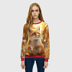 Свитшот женский Рыжая лисица в лесу, цвет: 3D-красный — фото 2