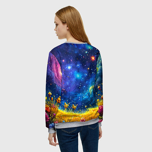 Женский свитшот Гусеничка в космосе / 3D-Меланж – фото 4