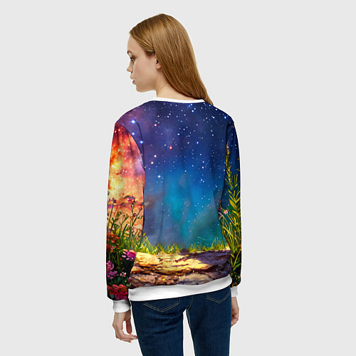 Женский свитшот Богомол и звездное небо / 3D-Белый – фото 4