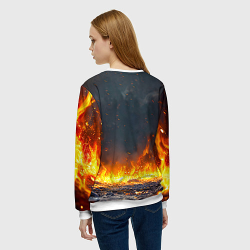Женский свитшот Пингвин в огне / 3D-Белый – фото 4